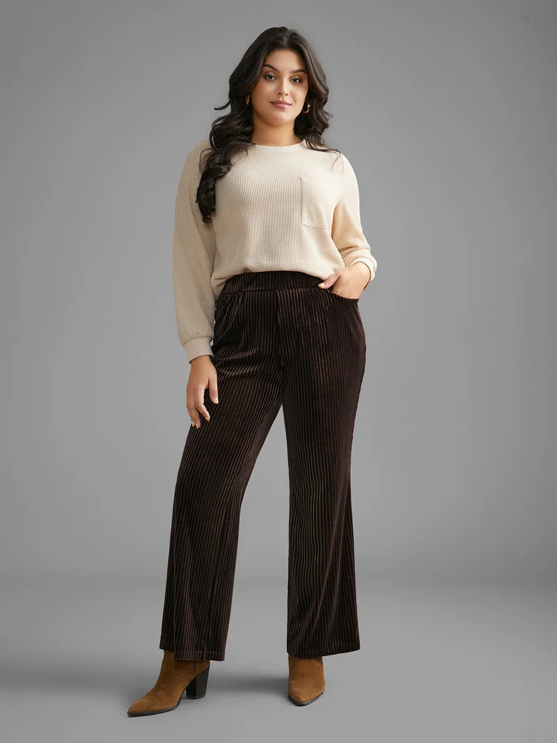 Plain Velvet Stretchy Bootcut Pants