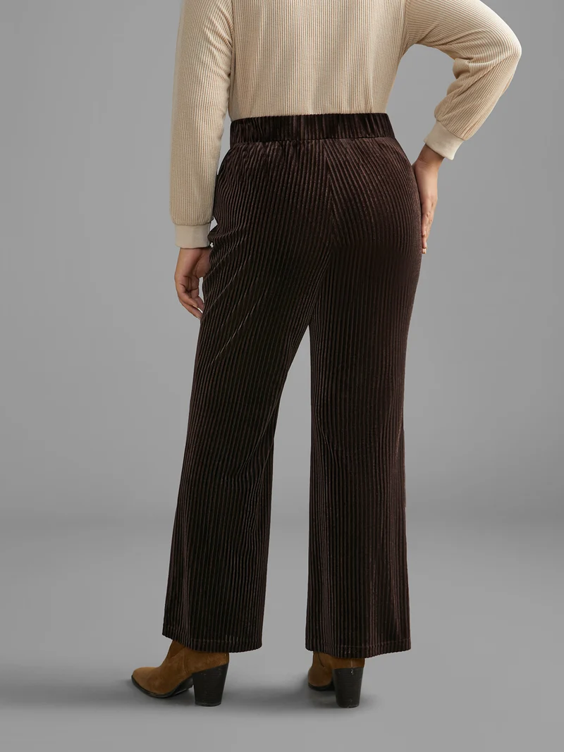 Plain Velvet Stretchy Bootcut Pants