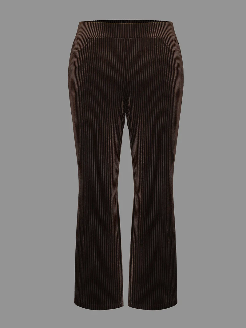 Plain Velvet Stretchy Bootcut Pants