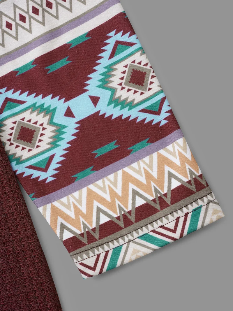 Bandana Print Texture Patchwork Hooded T-shirt
