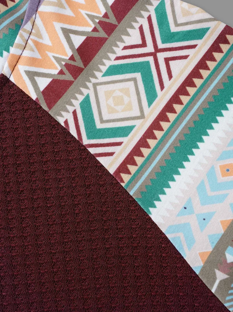 Bandana Print Texture Patchwork Hooded T-shirt