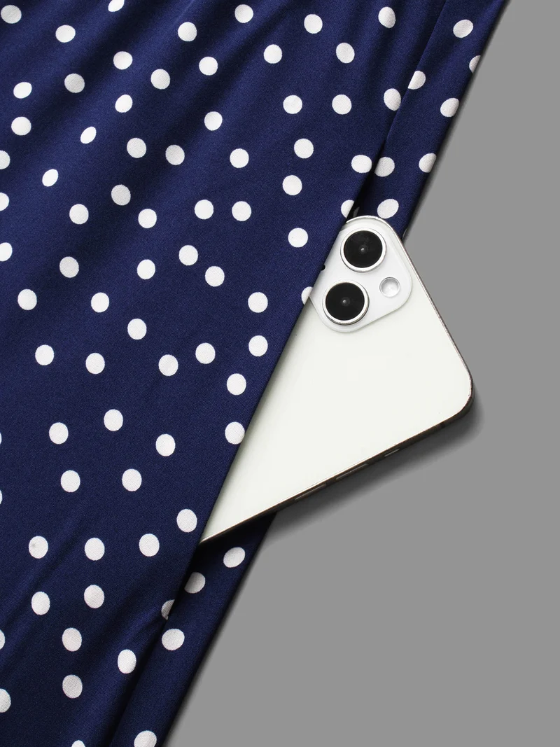 Polka Dot Heart Neckline Midi Dress