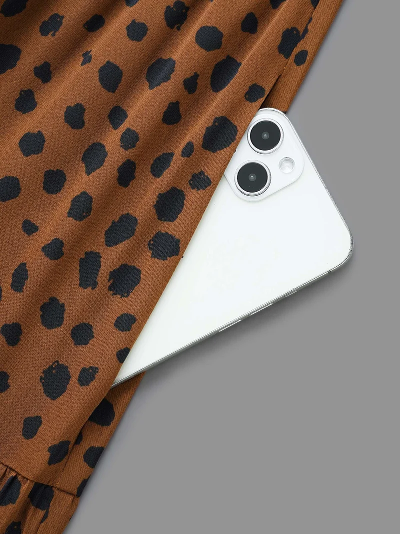 Leopard Print Tie Knot Ruffle Layered Hem Dress