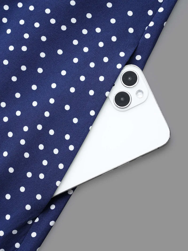 Polka Dot Shirt Collar Belted Dress