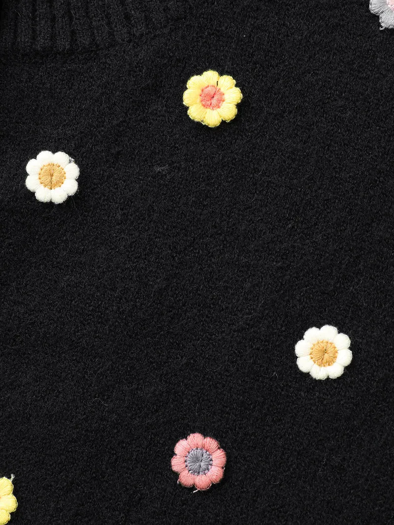 Stereo Flower Design Button Through Cardigan