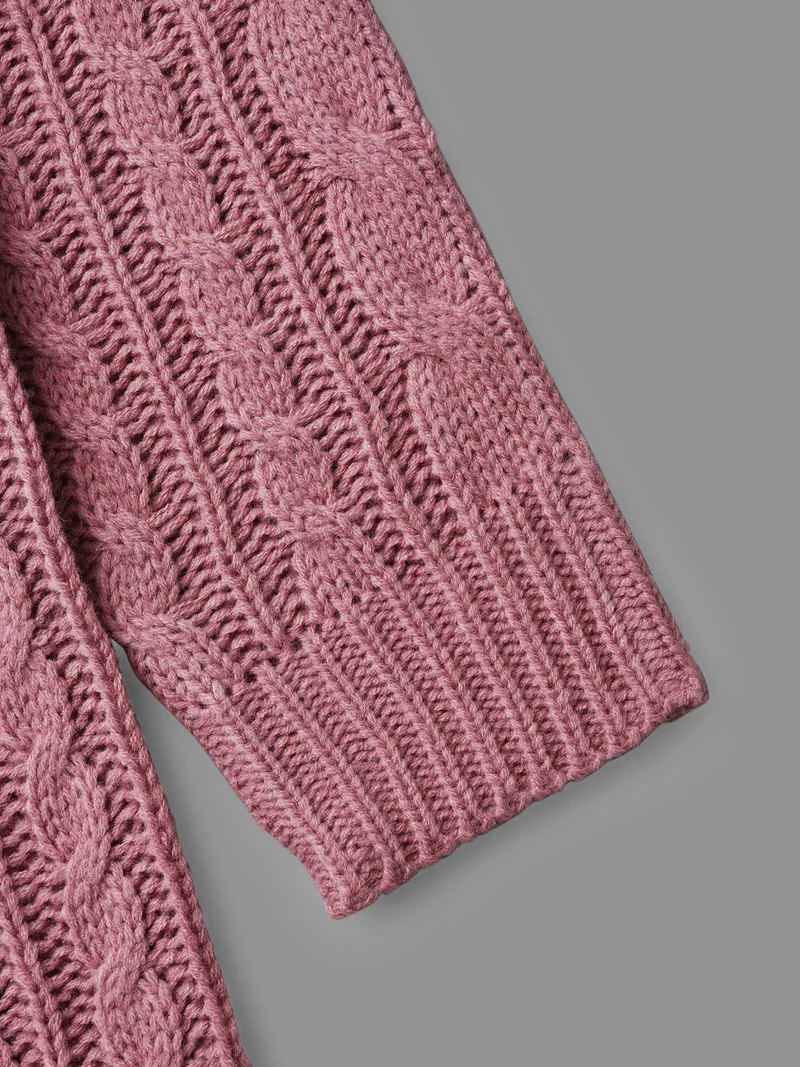 V Neck Texture Cable Knit Pullover