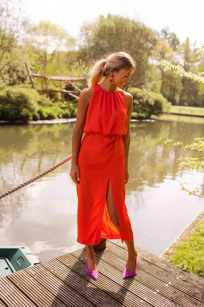 Women's Breathable Cotton Midi Dress | Polished Elegant Summer Style