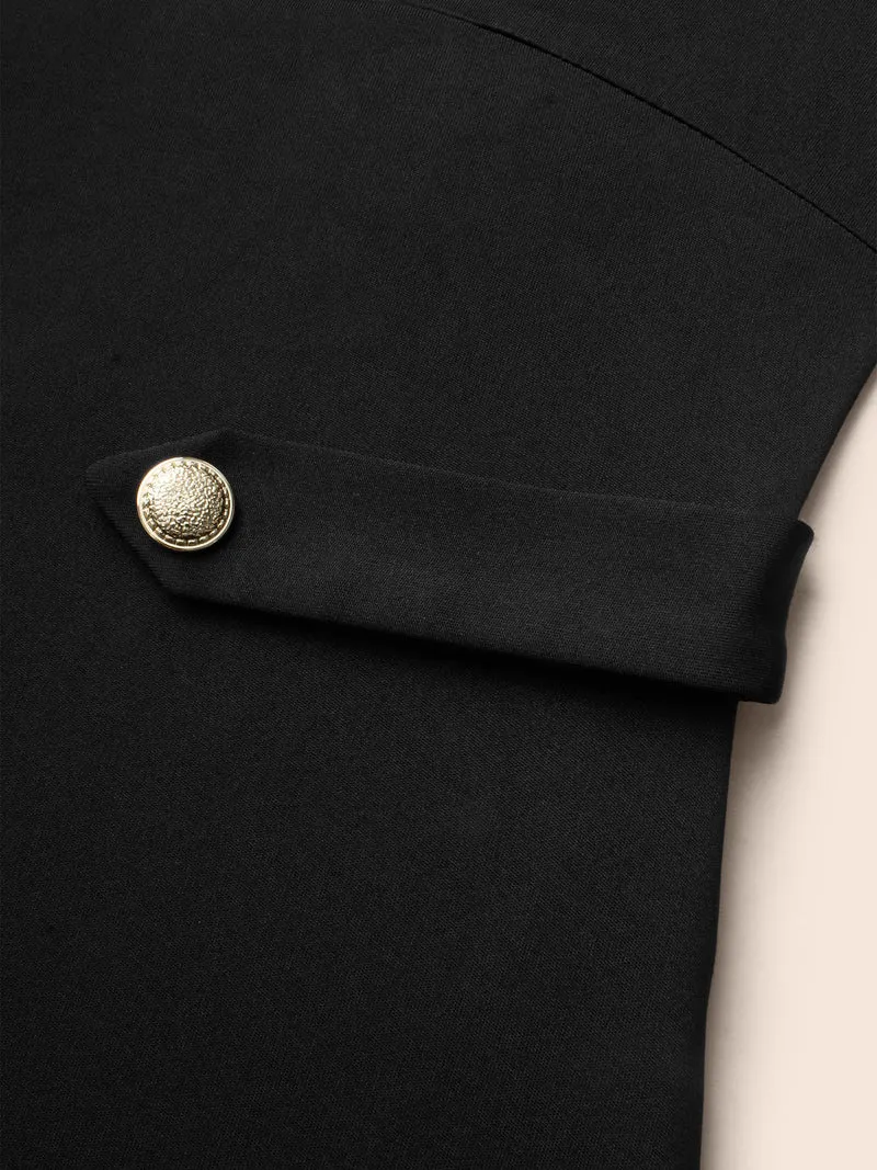 Crew Neck Button Detail Dress