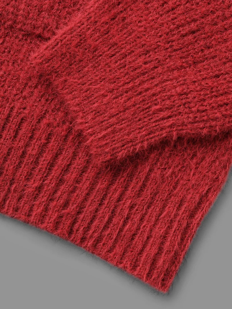 Mink-Hair Feel Pockets Open Front Cardigan