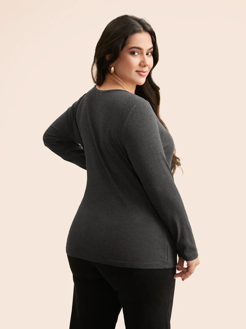 Airy Cozy Asymmetrical Neckline T-shirt