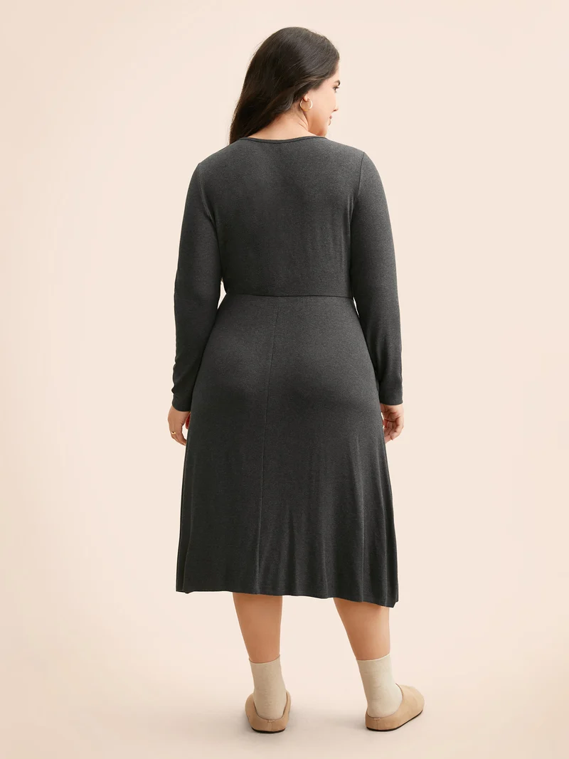 Supersoft Essentials Button Shoulder Midi Dress