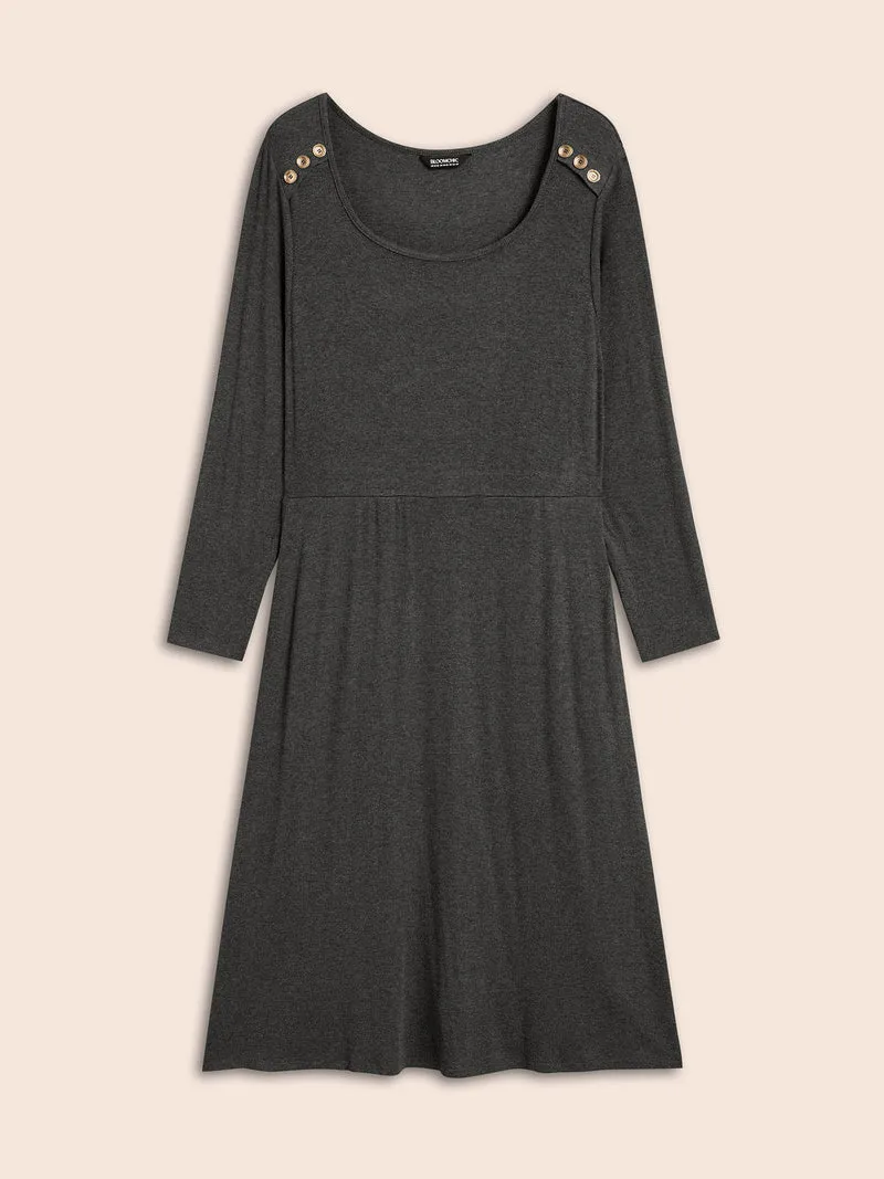 Supersoft Essentials Button Shoulder Midi Dress