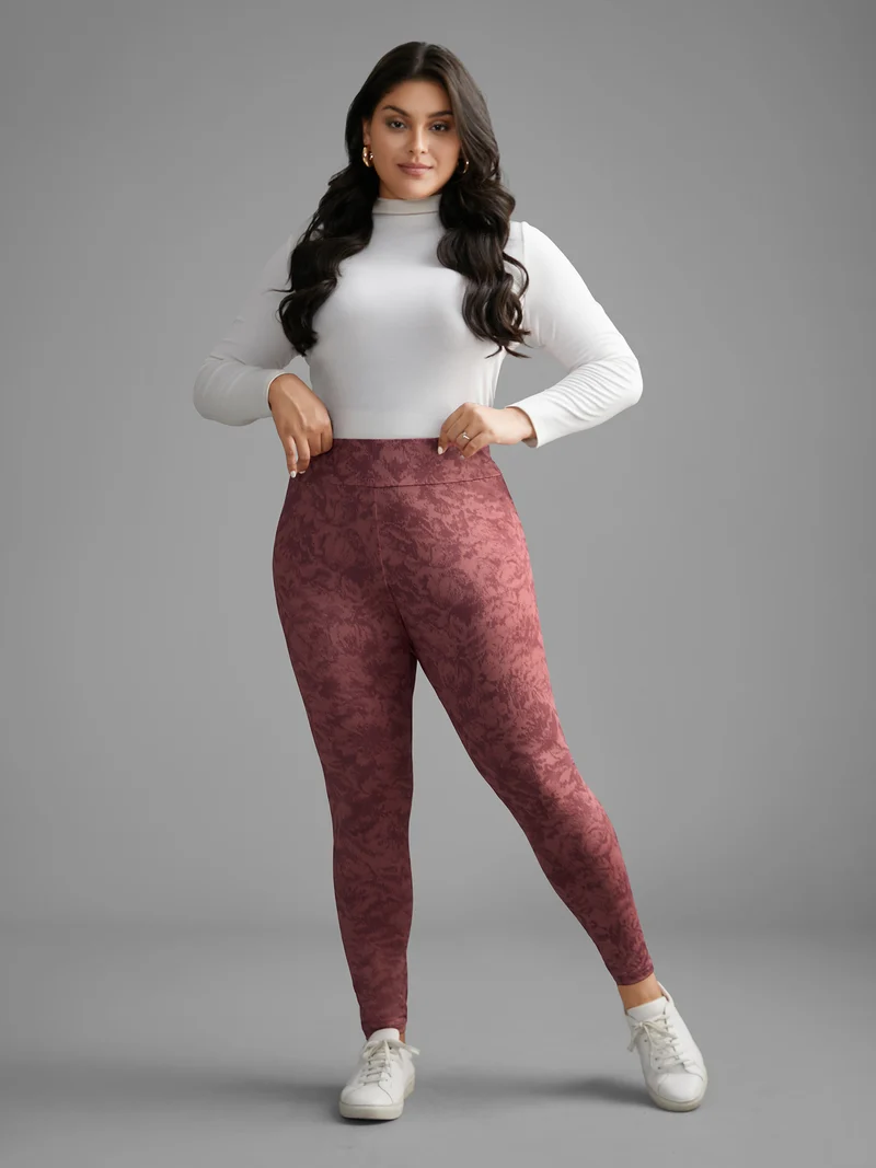Textured Mid Rise Skinny Leggings