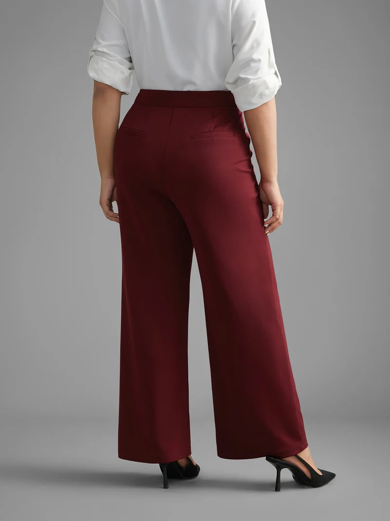Mid Rise Buckle Detail Bootcut Pants