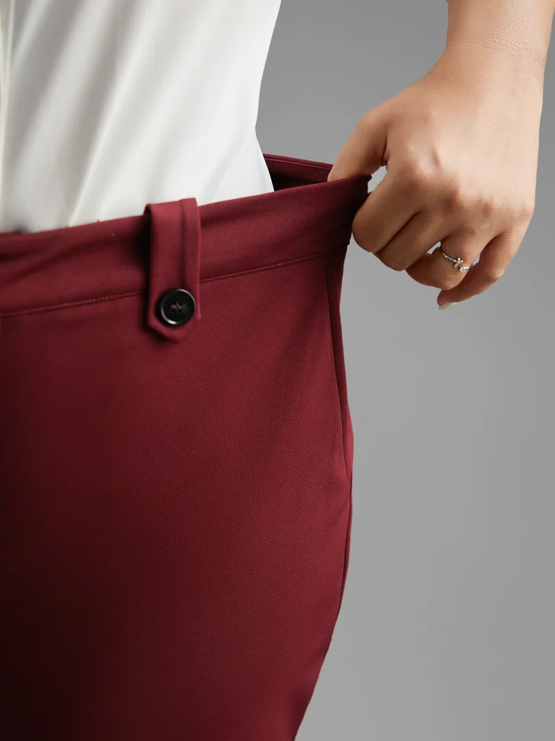 Mid Rise Buckle Detail Bootcut Pants