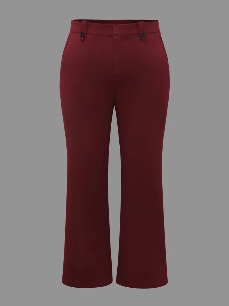 Mid Rise Buckle Detail Bootcut Pants