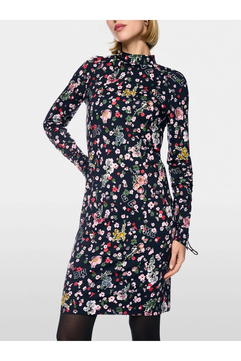 Robe à col roulé imprimé fleuri