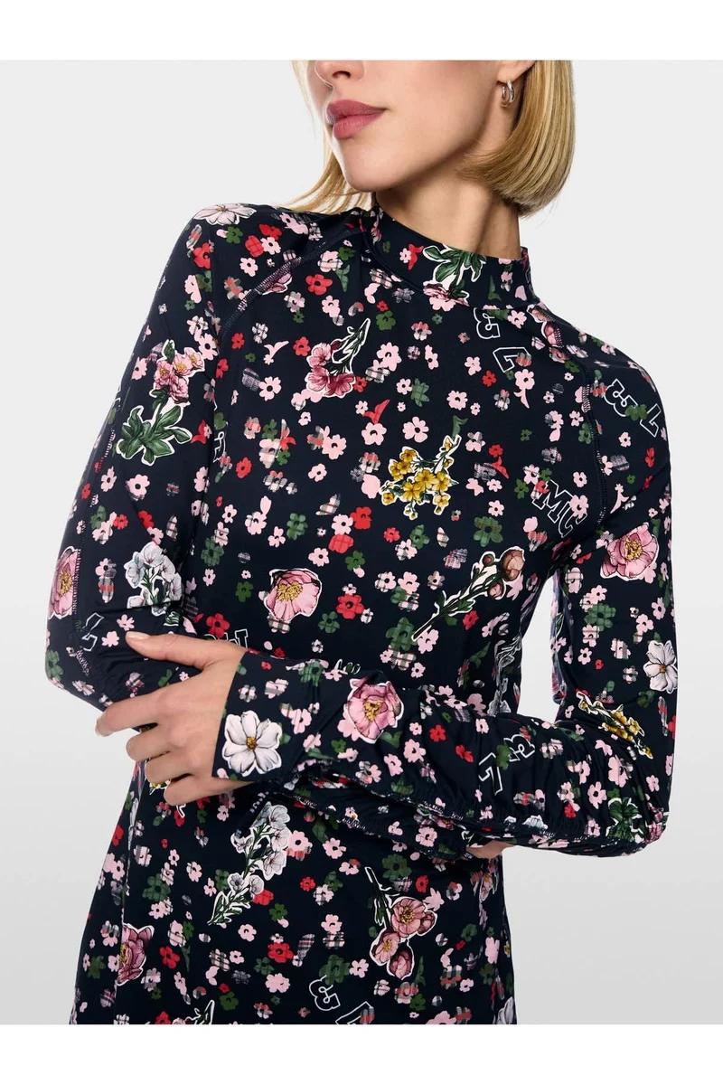 Robe à col roulé imprimé fleuri