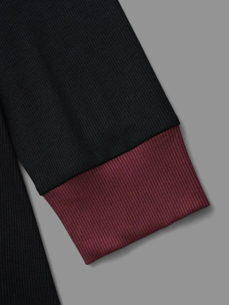 Notched Collar Contrast Patchwork Button Up T-shirt