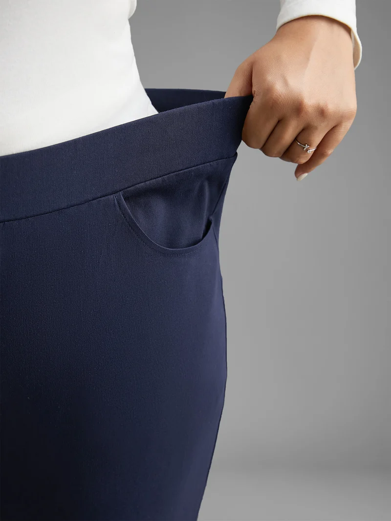 Mid Rise Elastic Waist Skinny Pants