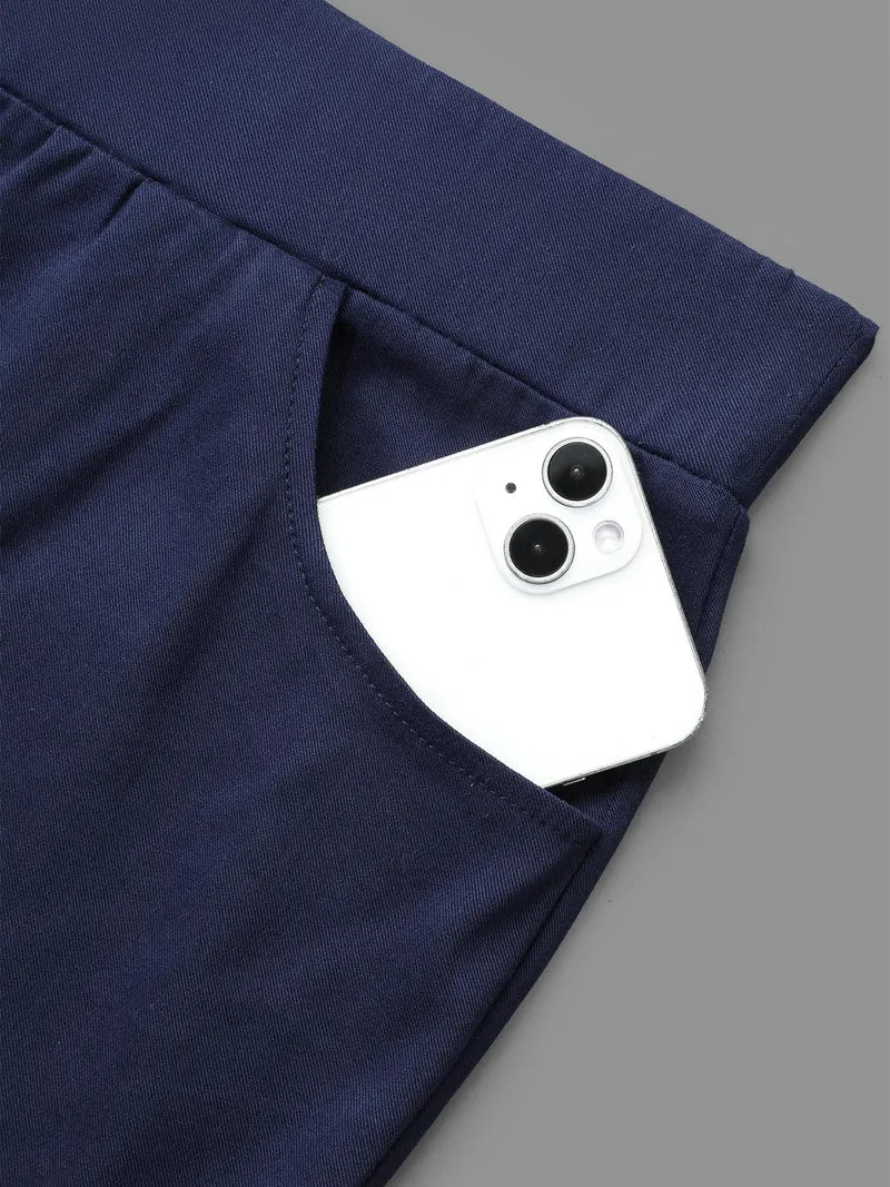 Mid Rise Elastic Waist Skinny Pants