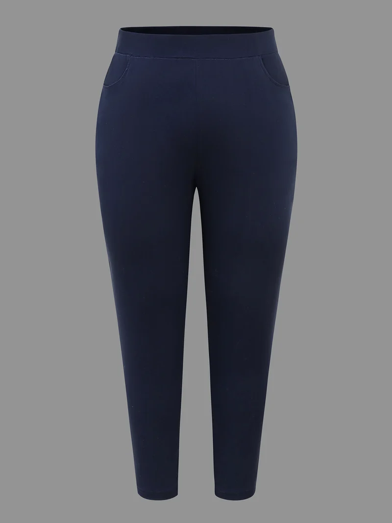 Mid Rise Elastic Waist Skinny Pants