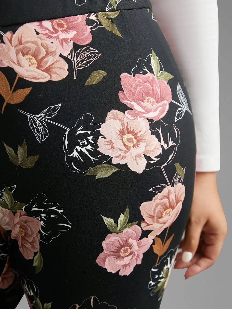 Floral Mid Rise Skinny Leggings