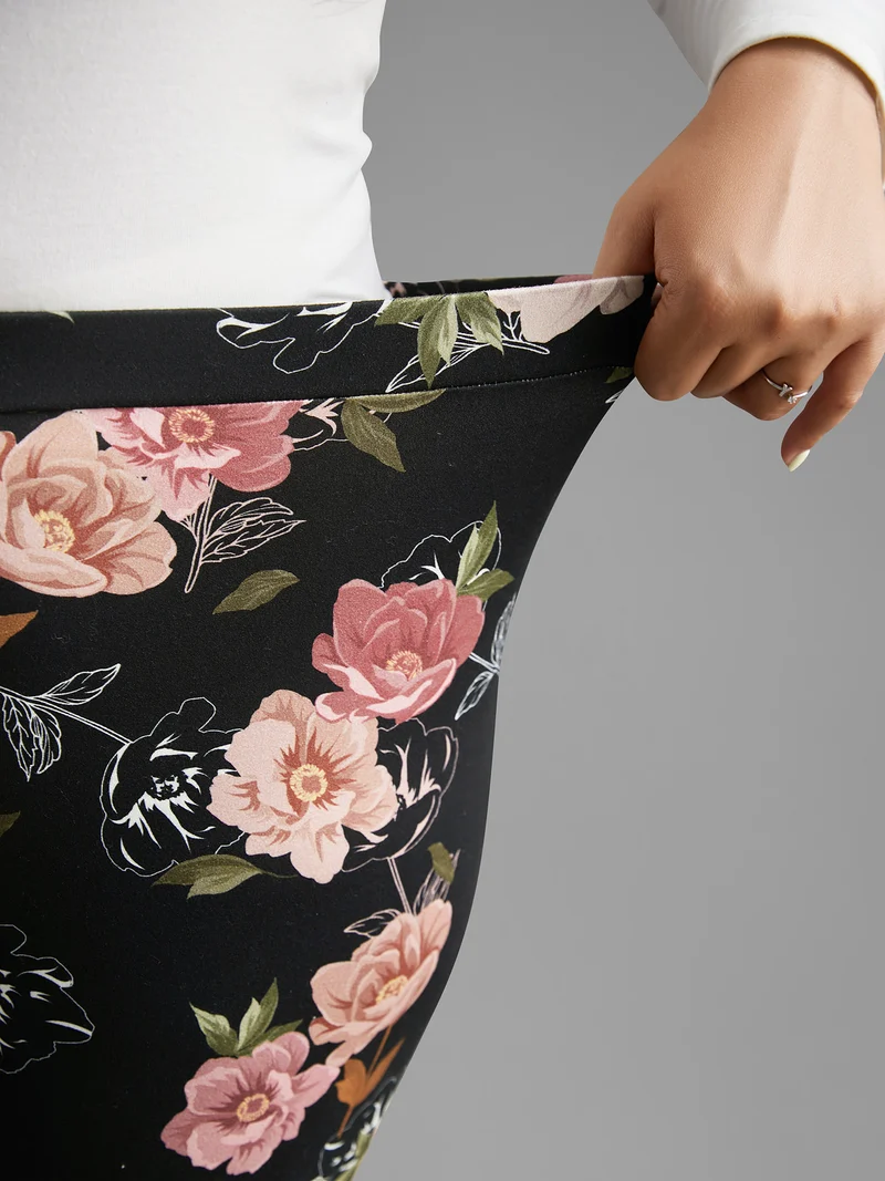 Floral Mid Rise Skinny Leggings