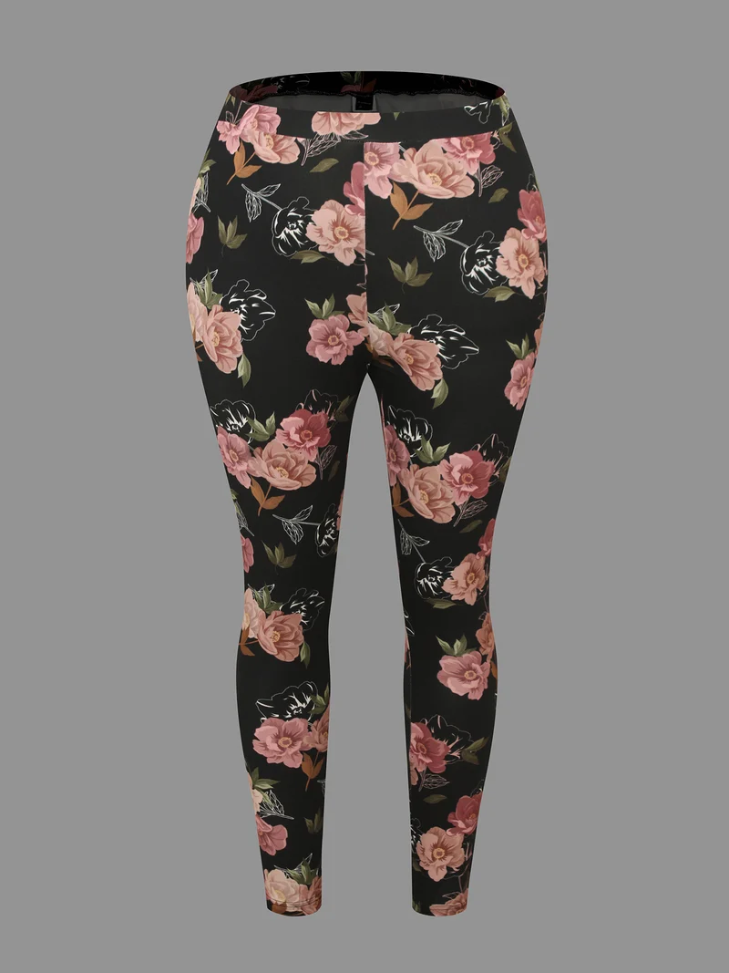 Floral Mid Rise Skinny Leggings