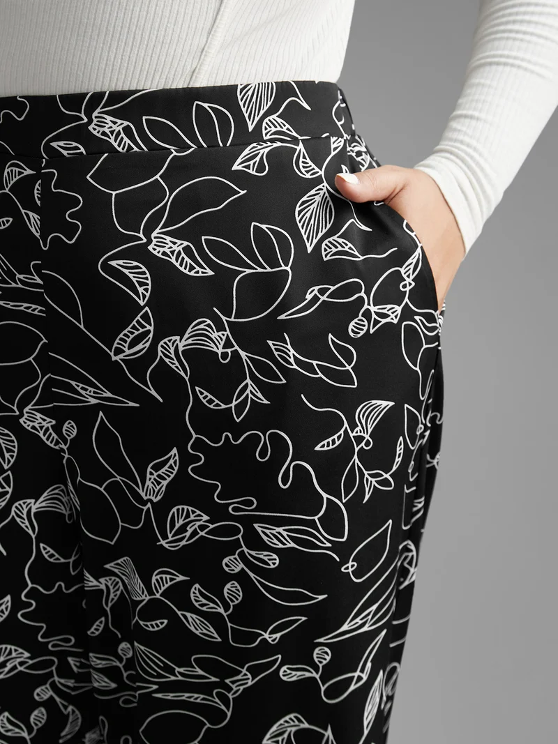 Graffiti Print Elastic Waist Wide Leg Pants