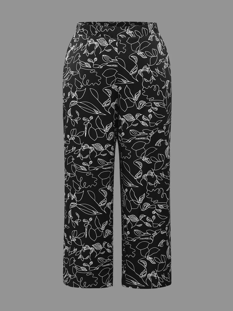 Graffiti Print Elastic Waist Wide Leg Pants