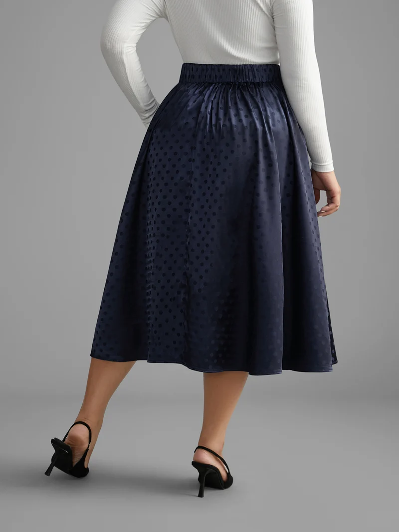 Polka Dot Elastic Waist Pocket Skirt