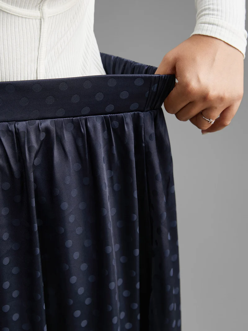 Polka Dot Elastic Waist Pocket Skirt