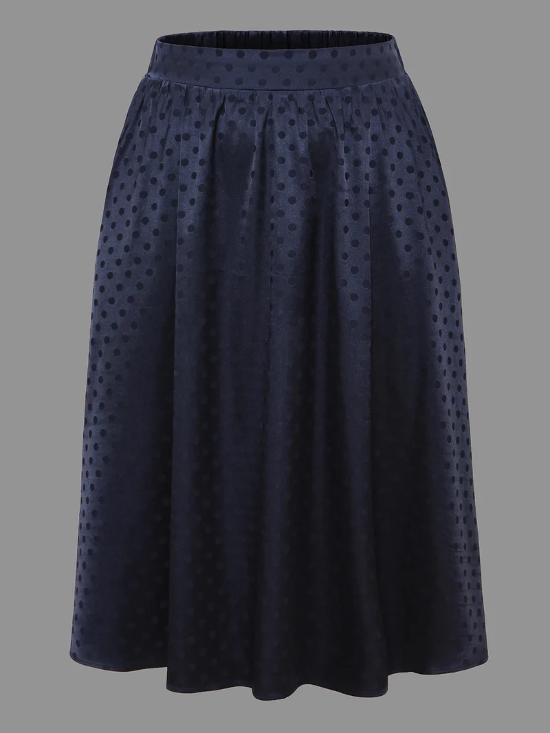 Polka Dot Elastic Waist Pocket Skirt