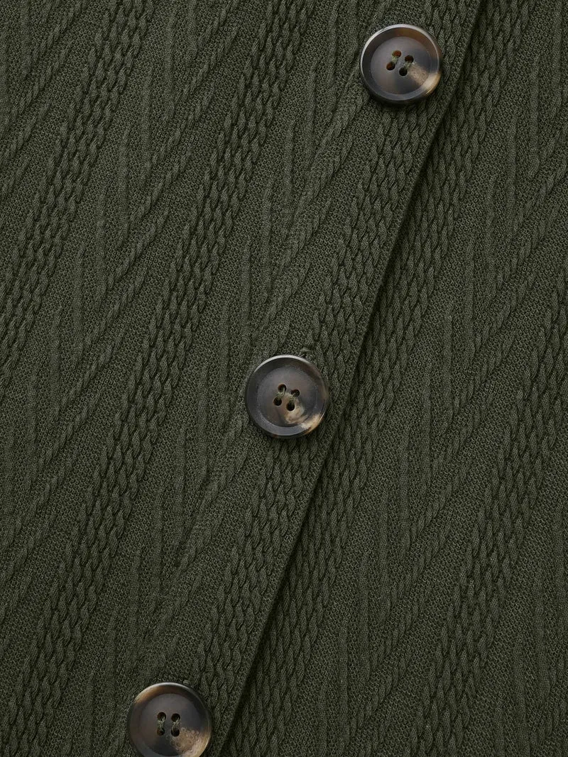 Textured Flap Detail Arc Hem Jacket