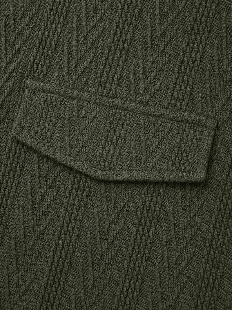 Textured Flap Detail Arc Hem Jacket