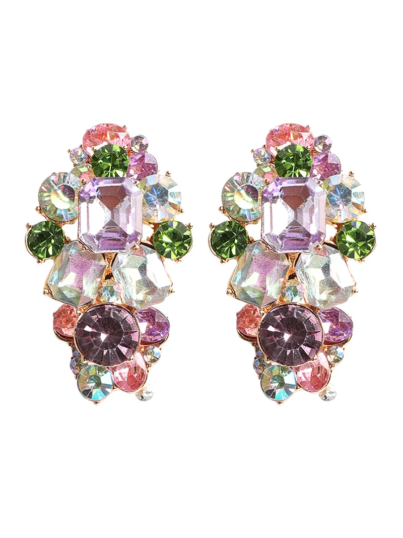 Color Rhinestone Geometric Earrings
