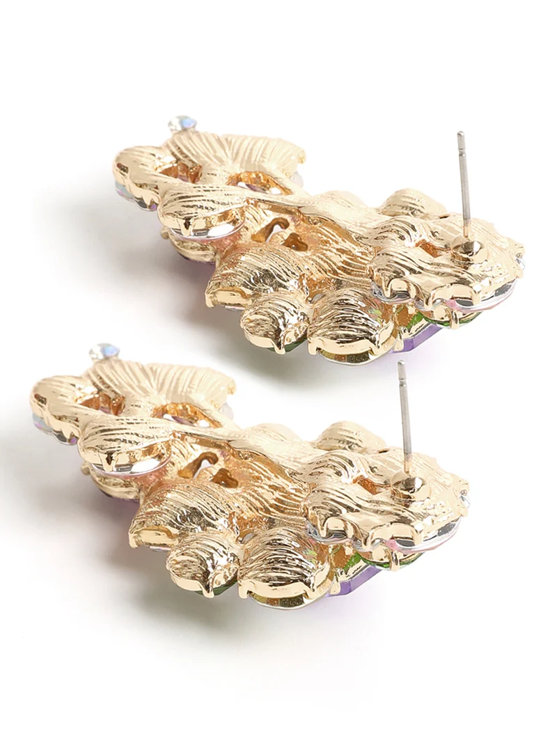 Color Rhinestone Geometric Earrings