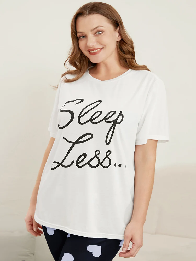 Round Neck Letters Print Solid Loungewear