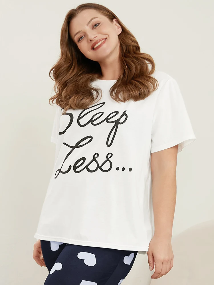 Round Neck Letters Print Solid Loungewear