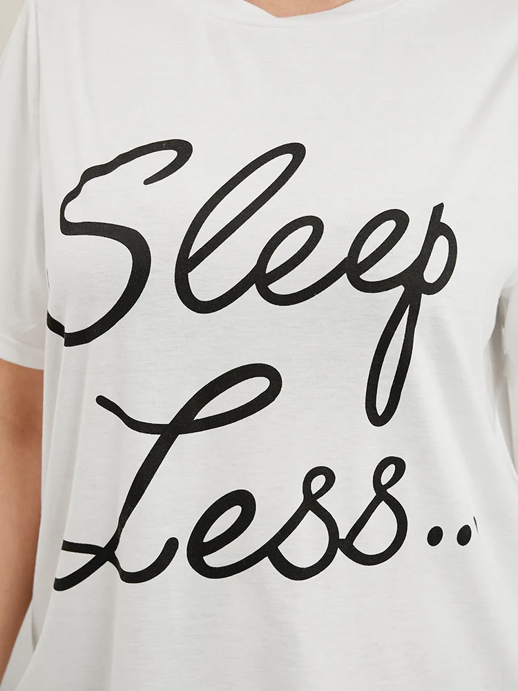 Round Neck Letters Print Solid Loungewear