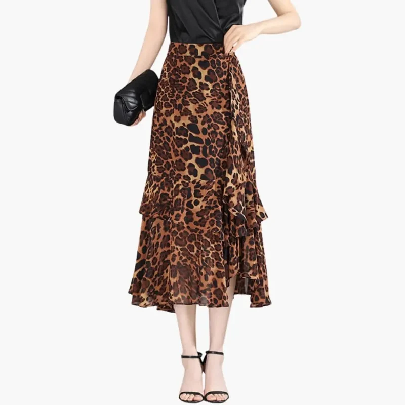 Women's Printed Woven Midi Skirt | Stylish Straight Cut with Side Split Design