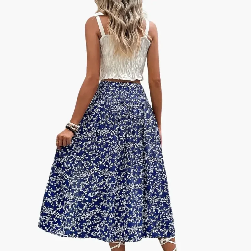Women's Printed Woven Midi Skirt | Stylish A-Line Design with Side Split