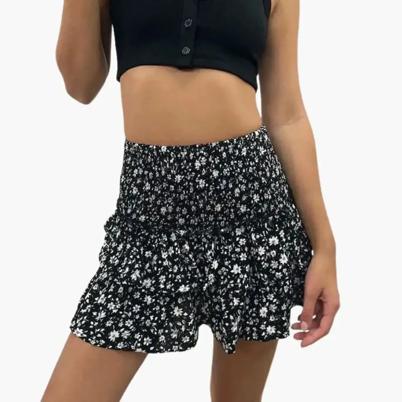 Women's Plain Woven Midi Skirt | Comfortable Elastic Waist Black Dress