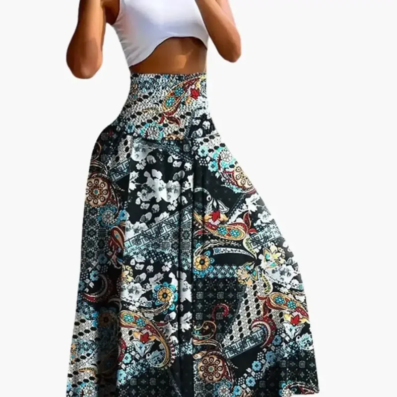 Women's Woven A-Line Skirt | Comfortable Long Pull-On Design with Pockets