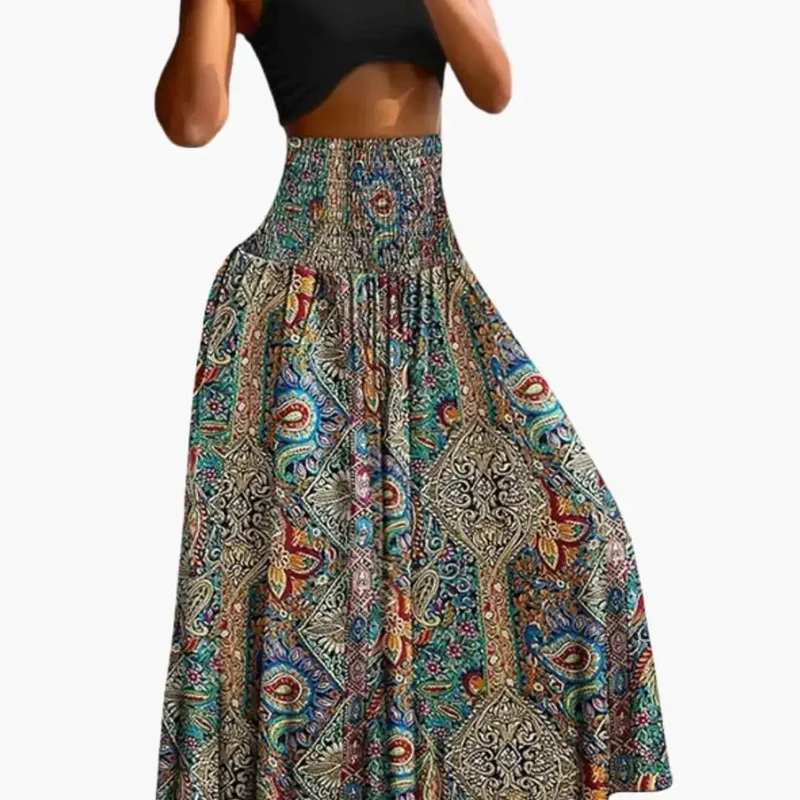 Women's Woven A-Line Skirt | Comfortable Long Pull-On Design with Pockets