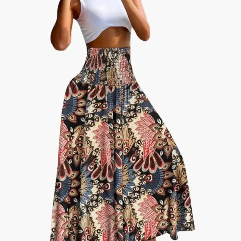 Women's Woven A-Line Skirt | Comfortable Long Pull-On Design with Pockets
