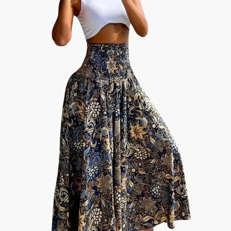 Women's Woven A-Line Skirt | Comfortable Long Pull-On Design with Pockets