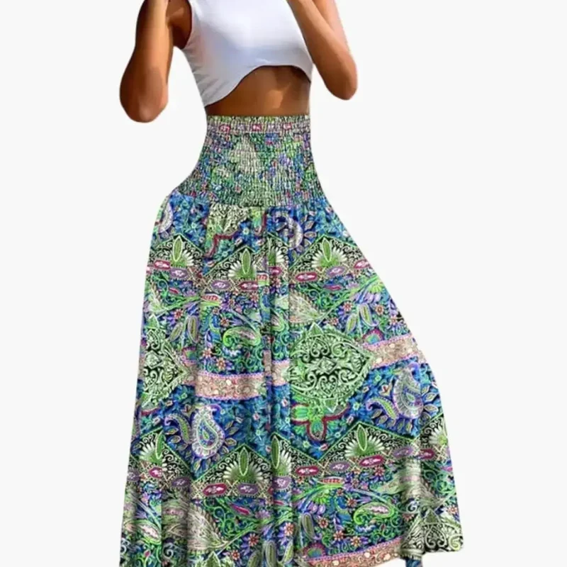 Women's Woven A-Line Skirt | Comfortable Long Pull-On Design with Pockets