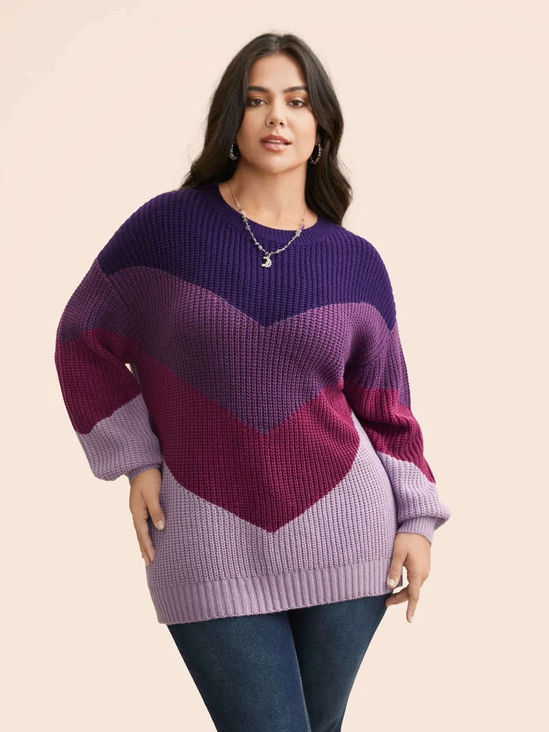 Colorblock Contrast Drop Shoulder Sleeve Pullover